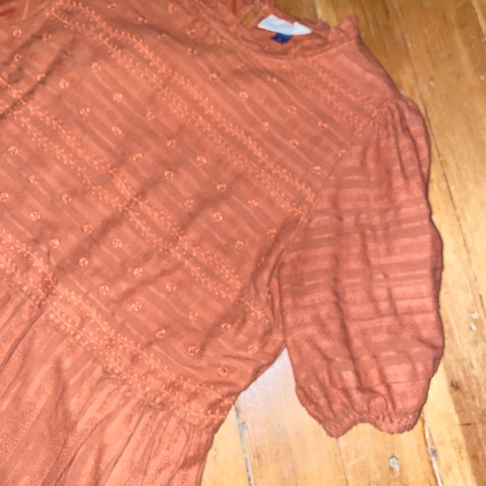 Universal Thread Rusty Orange Brown Ruffle Puff S… - image 3